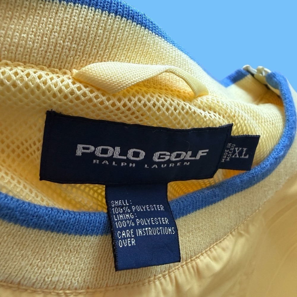 VTG! 90’s Polo Golf Ralph Lauren Windbreaker Jacket Mens 2XL Yellow 1/4 Zip Pony - Picture 10 of 10